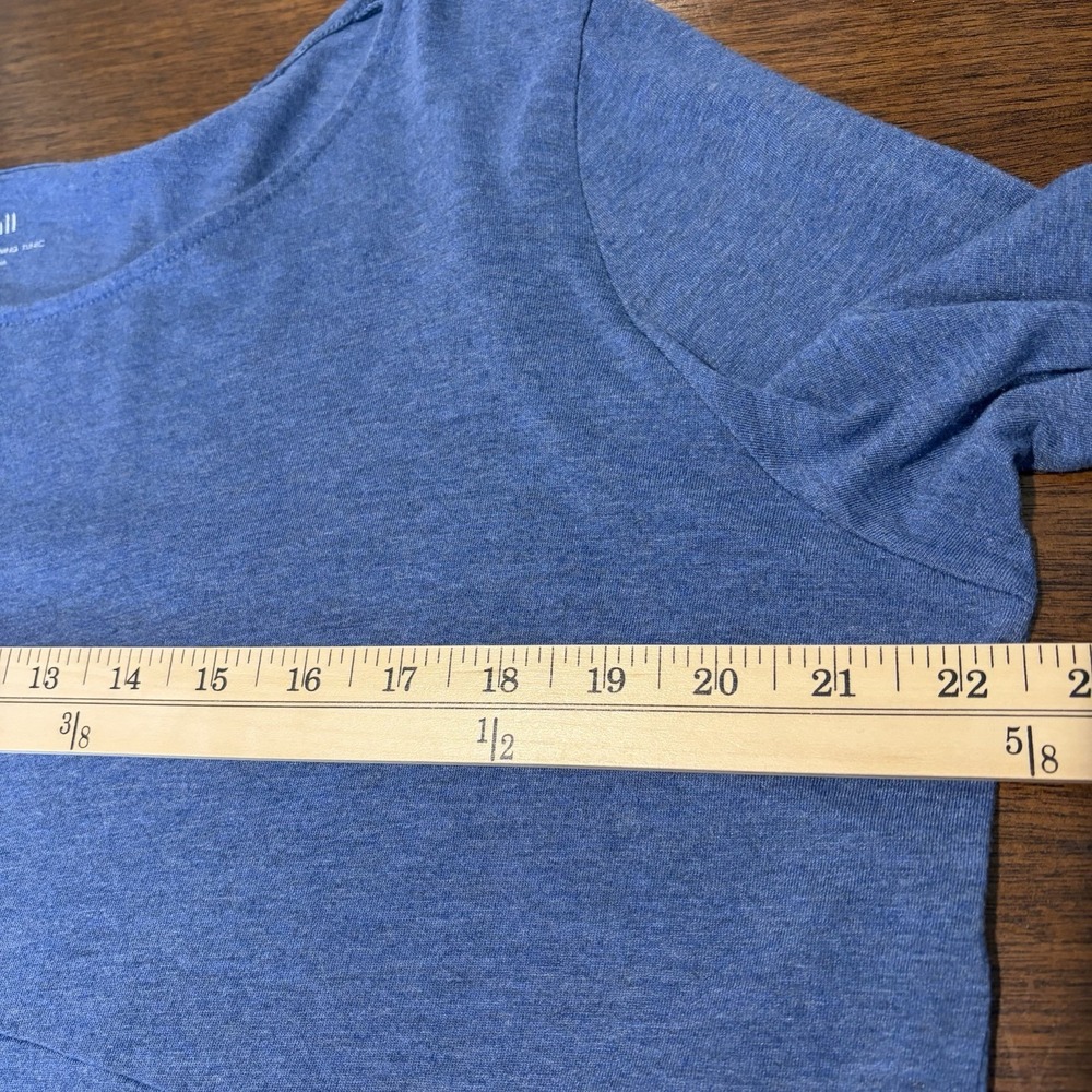 Pure Jill Seamed Swing Tunic Size XL Petite Blue High Low Hem Versatile Soft - Picture 9 of 9